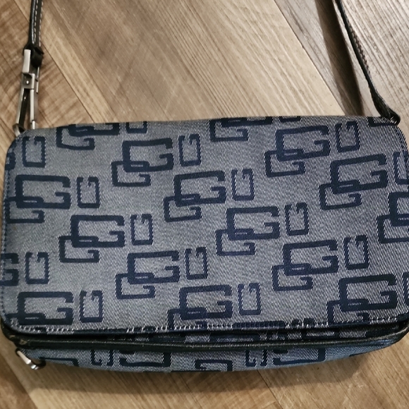 Guess Y2k Vintage Navy Monogram Shoulder Bag - Picture 2 of 8